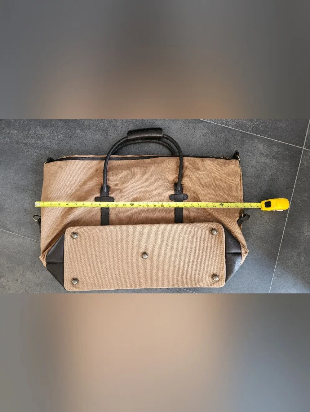 2 GAP Tan Canvas Duffel Bags with Brown Trim